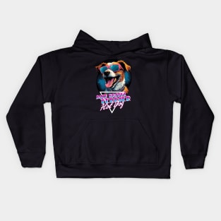 Retro Wave Jack Russel Terrier Hot Dog Shirt Kids Hoodie